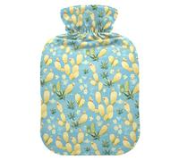 Little Cactus - Botellas de agua caliente azul cielo con cubierta suave, bolsas de agua de 2 L para calentador de manos y pies