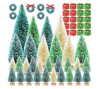 Little Christmas Tree Set, Miniature Christmas Tree, Decorative Centerpiece Ornament For Porch, Mantel Desk Fireplace Bedroom Apartment Outdoor Indoor Home Shelf Office Living Room