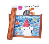 Little Curios Marco de arte para niños, 100 % madera auténtica, intercambiable, para arte infantil, marco magnético de madera de fácil apertura.
