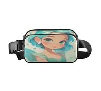 Little Cute Girl - Riñonera cruzada con correa ajustable para mujeres, hombres y adolescentes, con correa ajustable para viajes, compras, correr, Little Cute Girl Azul, 1 size