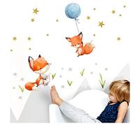 Little Deco DL360 - Adhesivo decorativo para habitación infantil, habitación de bebé, niño, 2 zorros, globo inflable, tatuaje de pared, decoración de animales