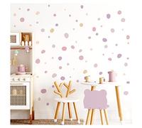 Little Deco DL925-8 - Adhesivos decorativos de lunares para habitación infantil, 92 piezas, autoadhesivos, diseño de puntos en colores rosa viejo, lila y melocotón, para bebés