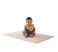 Little Dedi Cambiador de algodón orgánico de 20 x 33 pulgadas, almohadilla acolchada para pañales con certificación OCS, suave, sin costuras, reversible, lavable, diseño de cuadros, color beige rosa