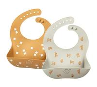 Little Dimsum 2PCS Babero de Silicona para Bebés y Niños,Suave,Impermeable con Recogedor de Alimentos