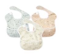 Little Dimsum Babero Bebe Impermeable con Bolsillo, Ajustable para Niños de 6 Meses a 3 Años