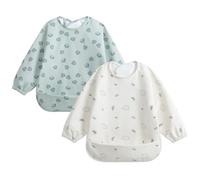 Little Dimsum Babero Con Mangas Impermeable,Paquete de 2,Fácil de Limpiar | Baberos Bebe Impermeables,Lavable a Máquina,Escote Ajustable para Bebes (6-36 meses)