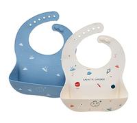 Little Dimsum Babero impermeable de silicona para bebés para bebés y niños pequeños con recogedor de alimentos