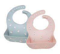 Little Dimsum Babero impermeable de silicona para bebés para bebés y niños pequeños con recogedor de alimentos
