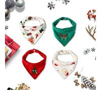 Little Dimsum Christmas Bebé Bandana baberos para chicos 100% algodón orgánico, 4 pack set Baby denticion baberos y Baby Bandana Baba baberos set de regalo para bebés (Christmas 4-Piece Bib)