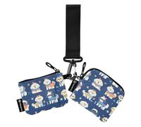 Little Dogs - Monedero para mujer, color azul profundo, tarjetero, delgado, plano, monedero, con bolsillo para monedas con cremallera, para hombres y mujeres, 2 paquetes, Little Dogs Deep Blue, 1 size