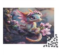 Little Dragón Climbing on The Flor Tree,Flores Rompecabezas Sostenibles Estampados para Adultos De Madera De 1000pcs (75x50cm)
