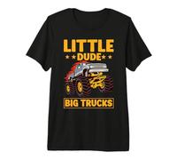 Little Dude Big Trucks Monster Truck Camiseta Premium