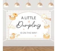 Little Dumpling - Fondo para baby shower, con texto en inglés "A Little Dumpling is On The Way", telón de fondo de fotografía con temática de comida china para niños y niñas, baby shower, suministros