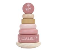 Little Dutch 8012 - Anillo de madera con diseño de torre apilable, diseño de flores silvestres, color rosa