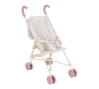Little Dutch 4585 Cochecito plegable de metal con asas suaves y bolsa para cochecito - para muñecas de 33 - 46 cm, flores blandas rosa/blanco