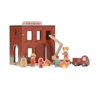 Little Dutch Estación de bomberos de madera con coche de bomberos, figuras y accesorios