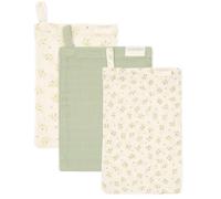 Little Dutch Juego de 3 manoplas de muselina para bebé y niños, diseño de hojas de arándanos