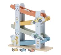 Little Dutch Pista de bolas de madera - pista de carreras de coches - incluye 4 coches - para niños y niñas a partir de 18 meses - azul