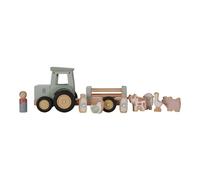 Little Dutch Tractor con remolque in nimales y figura de juego de madera para niños verde - Little Farm
