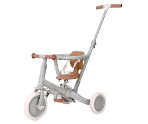 Little Dutch Triciclo 4 en 1, Incluye Barra de Empuje, Pedales, cinturón de Seguridad y Anillo, Triciclo Infantil, para niños y niñas a Partir de 1-3 años, Color Verde