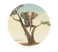 Little Elephant on Tree - Tabla de cortar resistente a los arañazos, tabla de cortar portátil, tabla de cortar redonda de vidrio para cocina, picnic al aire libre, 7.9 pulgadas