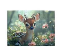 Little Elk In The Grass - Rompecabezas de madera de 500 piezas para adultos, rompecabezas desafiante para juegos de tamaño 38 x 50 cm