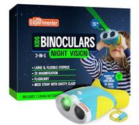 Little Experimenter Prismáticos de juguete para niños pequeños y niños - Prismáticos de juguete para niños con linterna - Prismáticos cómodos para cara para niños pequeños y niños