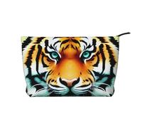 Little Fat Tiger Head - Bolsa de maquillaje de pana con cremallera, bolsa de cosméticos para viajes, artículos de tocador y uso diario