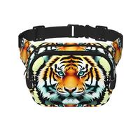Little Fat Tiger Head - Bolso cruzado de moda con estampado de cabeza de tigre para senderismo, bolsa de hombro cuadrada de doble capa para viajes y fitness