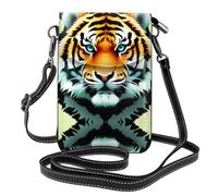 Little Fat Tiger Head - Bolso cruzado de piel con estampado de cabeza de tigre para mujer, mini bolso cruzado multifuncional para tarjetas y cartera