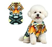 Little Fat Tiger Head - Camisa hawaiana para perros pequeños, bonito traje de playa de verano para cachorros, ropa de gato suave y transpirable con botones