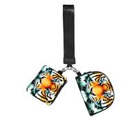 Little Fat Tiger Head - Cartera con llavero para mujer, bolsa de muñeca pequeña para llaves, tarjetas, paquete de 2 bolsas con cremallera para correr, gimnasio, viajes, deportes al aire libre