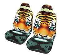 Little Fat Tiger Head Dua Sarung JOK Mobil,& Sarung JOK Mobil Depan, Cocok Untuk Sebagian Besar Mobil, SUV, Truk, Van, Dll.