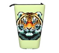 Little Fat Tiger Head - Estuche extensible para lápices, tela Oxford multidiseño, altura ajustable, bolsa de cosméticos multiusos