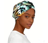 Little Fat Tiger Head - Turbante elástico para mujer, suave con nudos para dormir, gorra elástica preatada para uso diario, correr, ir de compras, color negro