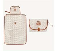 Little Finds Cambiador portátil para bebé con bolsa de almacenamiento, patrón de corazón acolchado, 70 x 50 cm, beige, niños y niñas (ardilla)