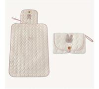 Little Finds Cambiador portátil para bebé con bolsa de almacenamiento, patrón de corazón acolchado, 70 x 50 cm, beige, niños y niñas (conejo)