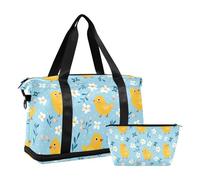 Little Flowers - Bolsa de viaje impermeable con diseño de pollo, para gimnasio, deporte, bolsa de transporte con compartimento, Little Flowers Chicken, Talla única, Bolsa de viaje
