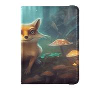 Little Fox and Fireflies in The Mushroom - Funda para pasaporte y tarjeta de vacunación, con bloqueo RFID, funda de piel para pasaporte, Pequeño zorro y luciérnagas en el hongo, Talla única