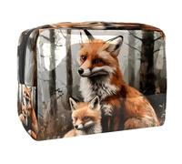 Little Fox Cub and Mother - Neceser para mujer, neceser de viaje, de PVC, organizador de maquillaje con cremallera, multicolor, 18.5x7.5x13cm/7.3x3x5.1in, Neceser