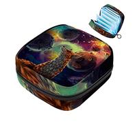 Little Fox in Universe - Bolsa de almacenamiento para servilletas sanitarias, bolsa de almohadilla menstrual portátil con cremallera para adolescentes, niñas, mujeres y mujeres