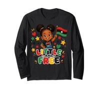 Little Free Juneteenth Black Girl Flag Manga Larga