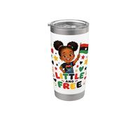Little Free Juneteenth Black Girl Flag Vaso térmico de acero inoxidable de doble pared
