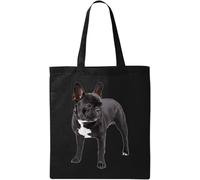 Little French Bulldog - Bolsa de algodón ecológico natural con diseño de perro lindo negro, Black, Talla única