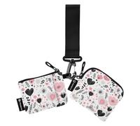 Little Fresh Lovely Hearts - Carteras para tarjetas de San Valentín para mujer, organizador de tarjetas de crédito con correa de muñeca para damas, 2 paquetes