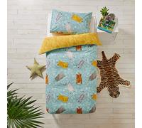 little furn. Amigos Salvajes nórdica y Funda de Almohada Conjunto, Algodón, Teal, Suelto'