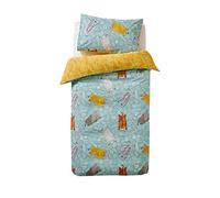 little furn. Amigos Salvajes nórdica y Funda de Almohada Conjunto, Verde Azulado, niño: 3-4