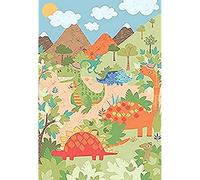little furn. Dinosaurio Riva Paoletti Kids Arte Mural-Verde-Adaptable Pared Aplicación-Pegar Incluido-158 X 232Cm (62" X 91" Pulgadas) -Diseñado En El Reino Unido, Papel, Multicolor, 158 x 232 cm