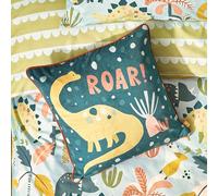 little furn. Roar Cojín Decorativo - Cojín Infantil Decorativo De Terciopelo con Ribete Y Relleno De Poliéster (Verde Azulado, 43x43cm)