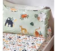 Little furn. - Sábana Bajera Ajustable, diseño de Animales, Multicolor y Verde